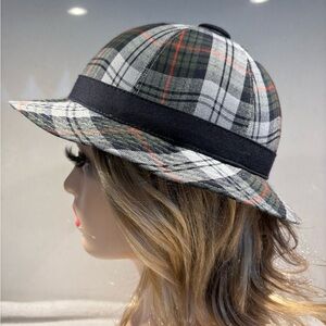 Plaid Wool Blend Hunter Style Classic Bucket Hat